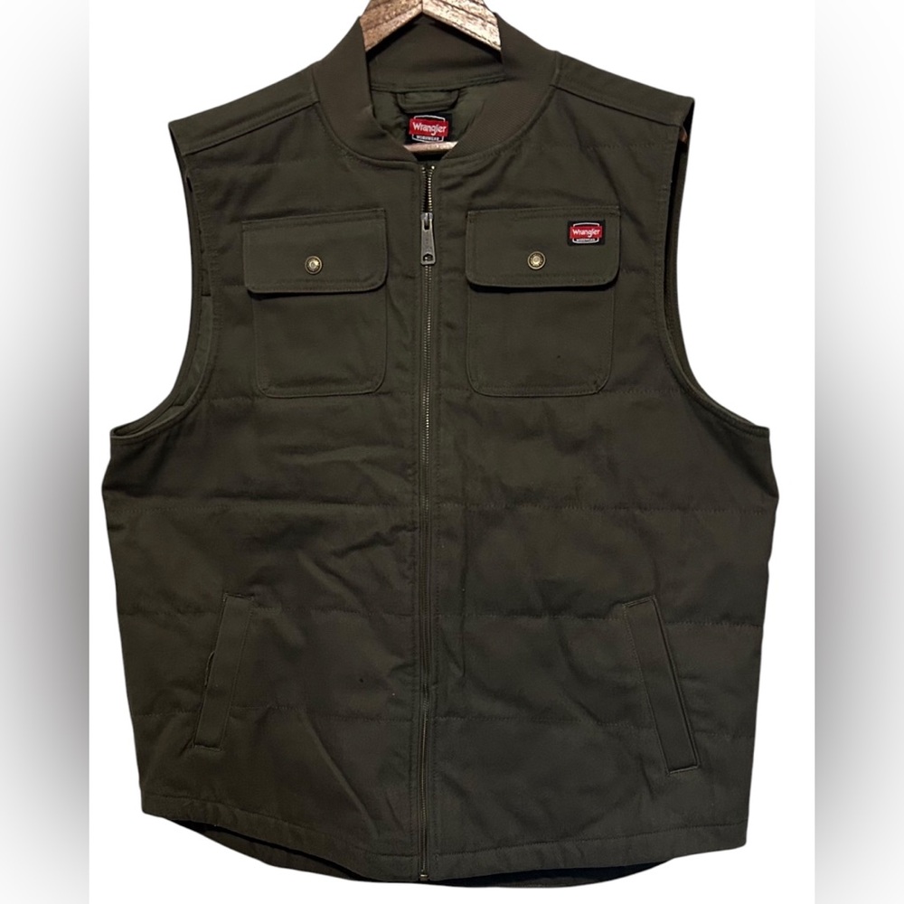 Wrangler Olive Green Quilted Work Vest